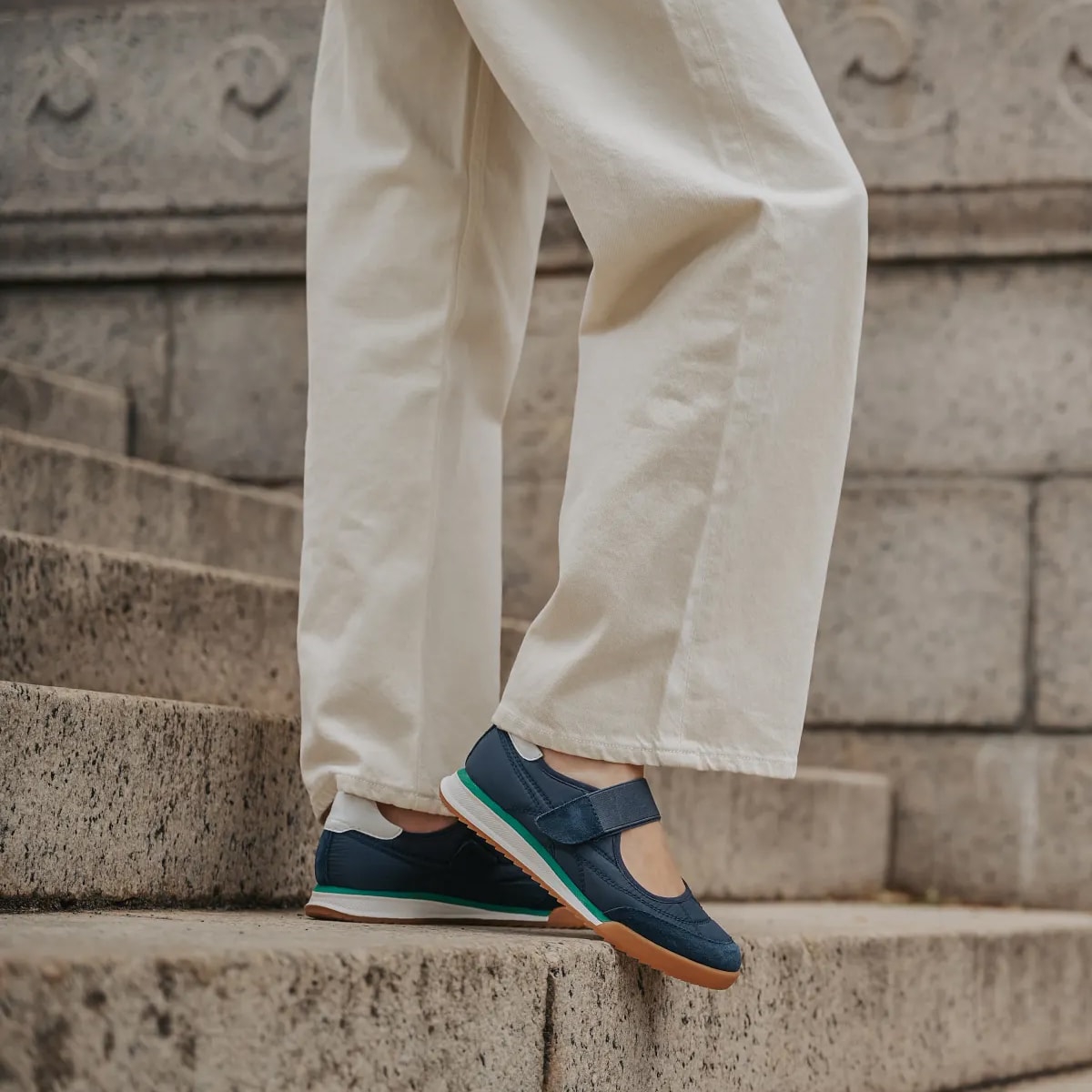 Featuring the Kelly sneaker in blue. Shop the Kelly.