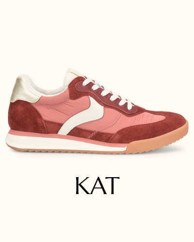 Featuring the Kat sneaker in red.