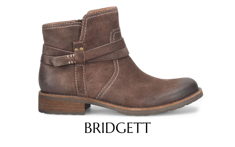 Featuring the Bridgett bootie in brown suede.