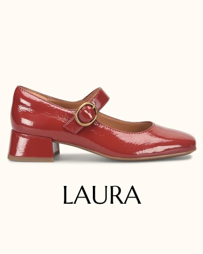 Featuring the Laura mary jane in red.