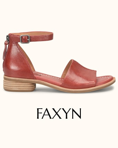 Featuring the Faxyn sandal in red.
