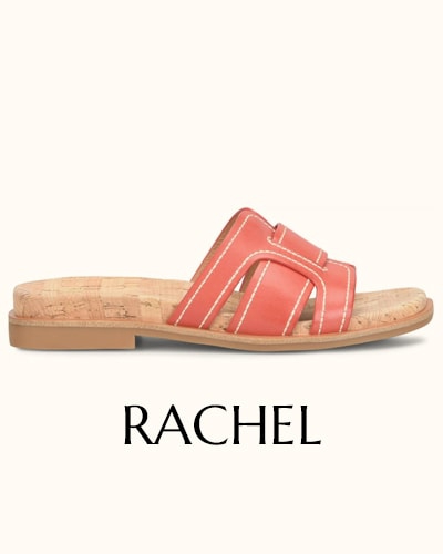 Featuring the Rachel sandal in red.