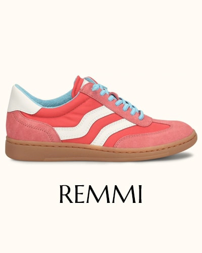 Featuring the Remmi sneaker in red.