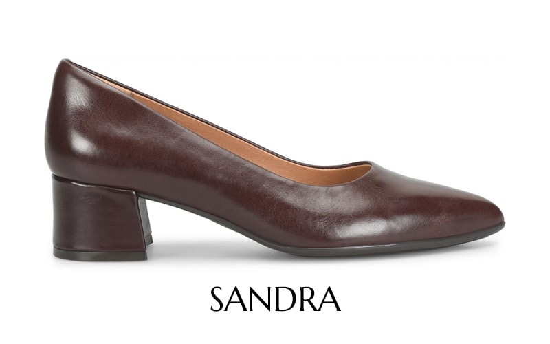 Featuring the Sandra pump in brown.