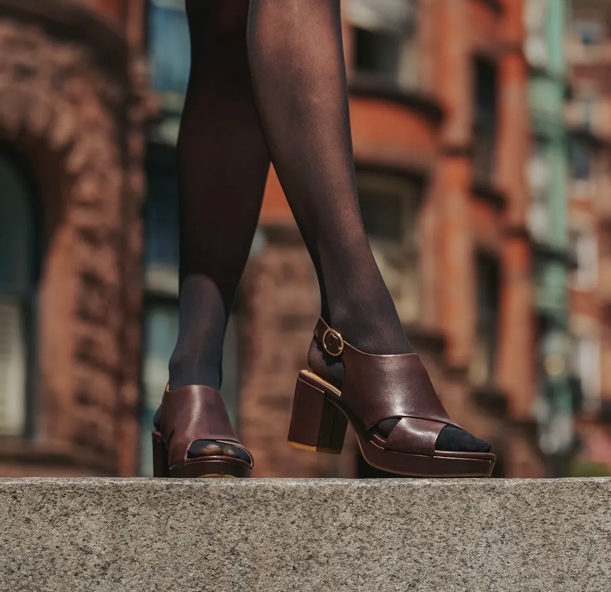 Featuring the Liv heel in brown.