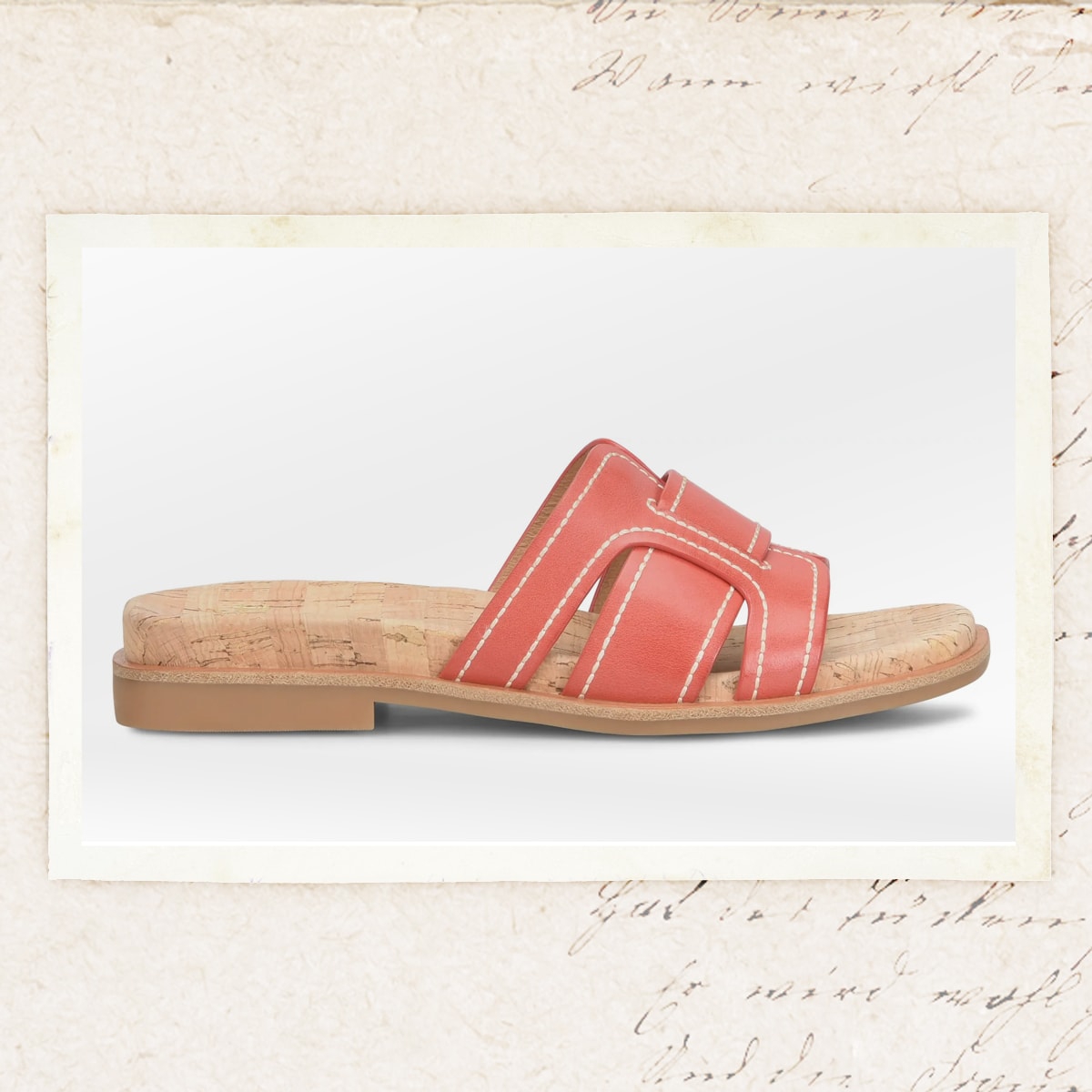Featuring the Rachel sandal in red.
