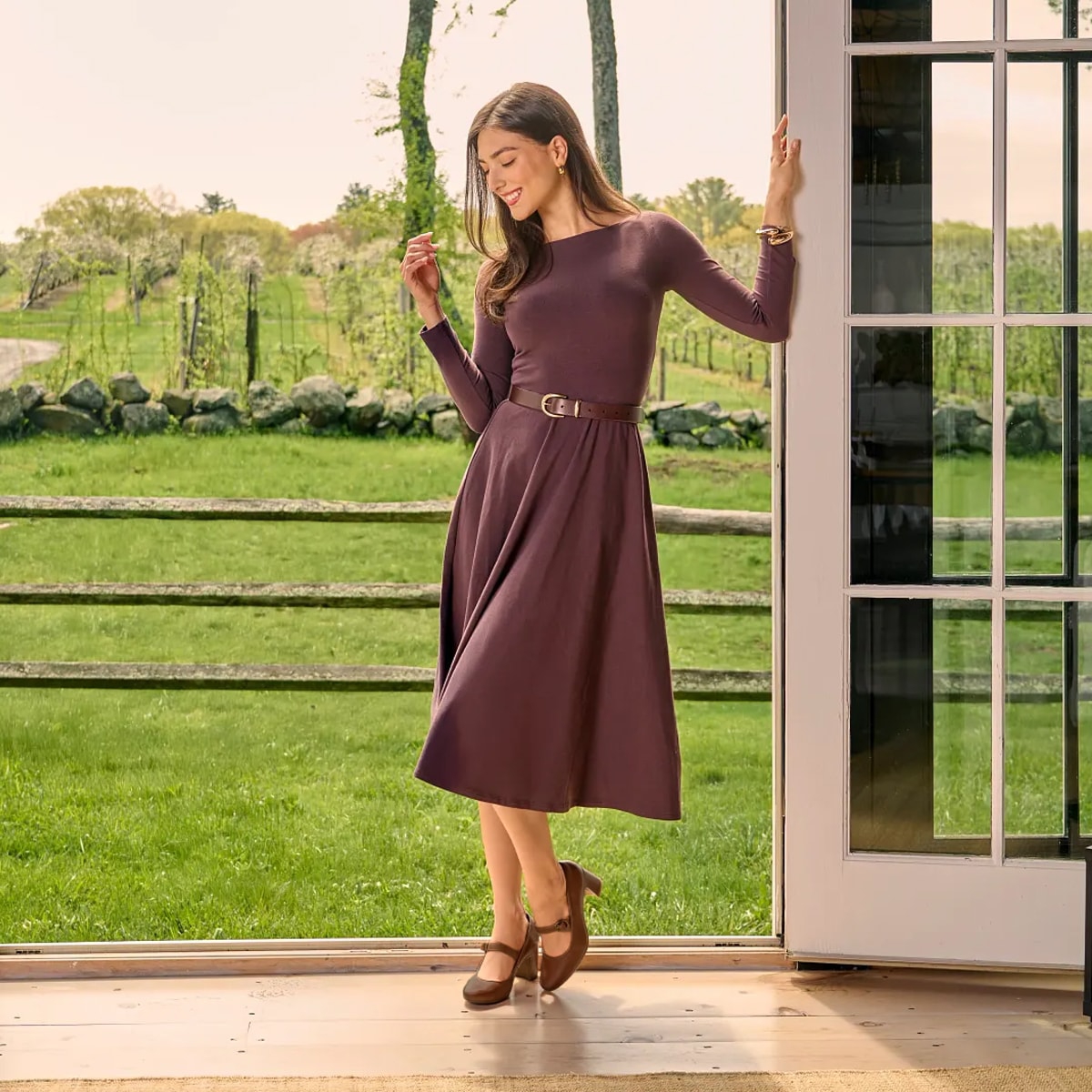 Featuring the Adalaide mary pump in brown.